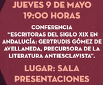 Conferencia: “Escritoras del siglo XIX en Andalucía: Gertrudis Gómez de Avellaneda, precursora de la literatura antiesclavista”